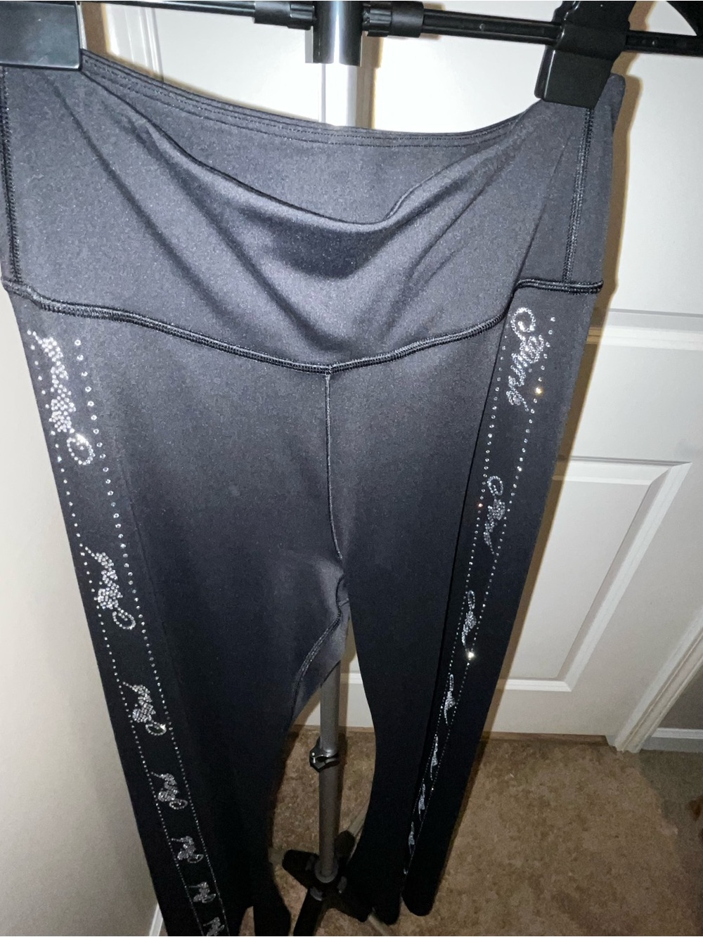 Victoria's Secret Black Rhinestone-Trim Yoga Jeggings